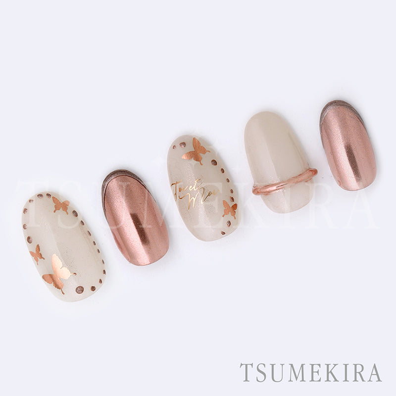 TSUMEKIRA BUTTERFLY SILHOUETTE PINK GOLD | SG-BSA-104