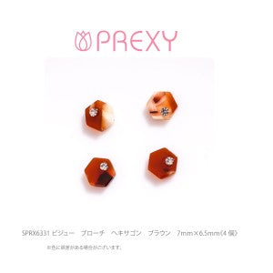 BIJOU BROOCH HEXAGON BROWN SPRX6331