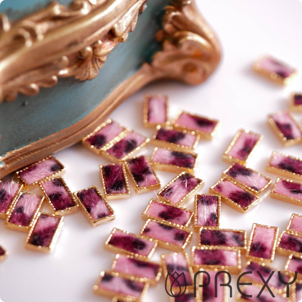 LEOPARD FUR STONE LONG SQUARE PINK SPRX6557