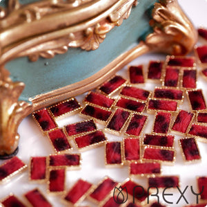 LEOPARD FUR STONE LONG SQUARE RED SPRX6559