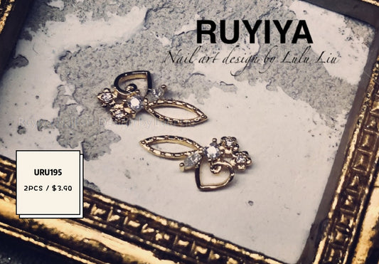 GOLD MARQUISE AND HEART CHARM WITH CRYSTAL URU195