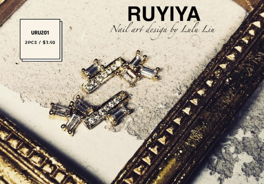 GOLD SPLICING RECTANGULAR CRYSTAL CHARM URU201