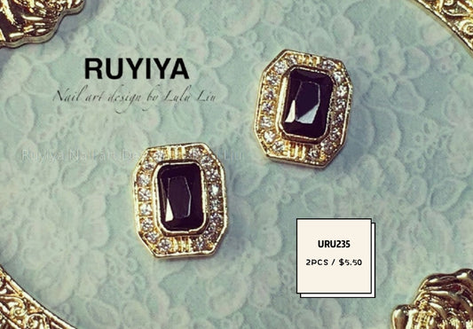 GOLD CLASSIC SQUARE BLACK CRYSTAL CHARM URU235 [DISCONTINUED]