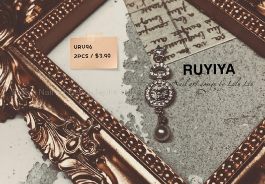 GOLD POCKET WATCH DANGLING PEARL AND STAR CRYSTAL URU96